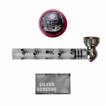 Трубка сувенирная LG-10 (металл/гриндер/сеточка) в блистере