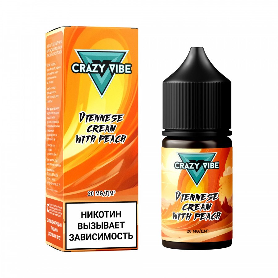 Фото и внешний вид — Жидкость CRAZY VIBE SALT - Viennese Cream with Peach (Венский Крем с Персиком) 30мл 20мг