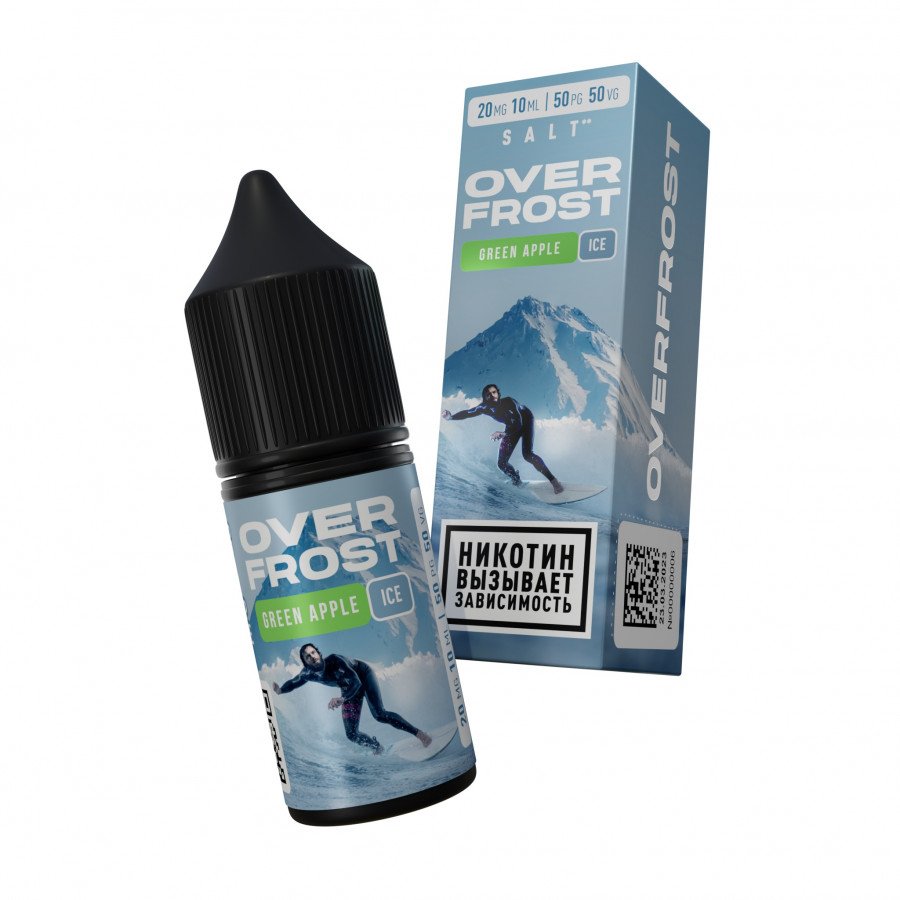 Фото и внешний вид — Жидкость OVERFROST SALT - Green Apple Ice (Яблоко Лед) 30мл 20мг