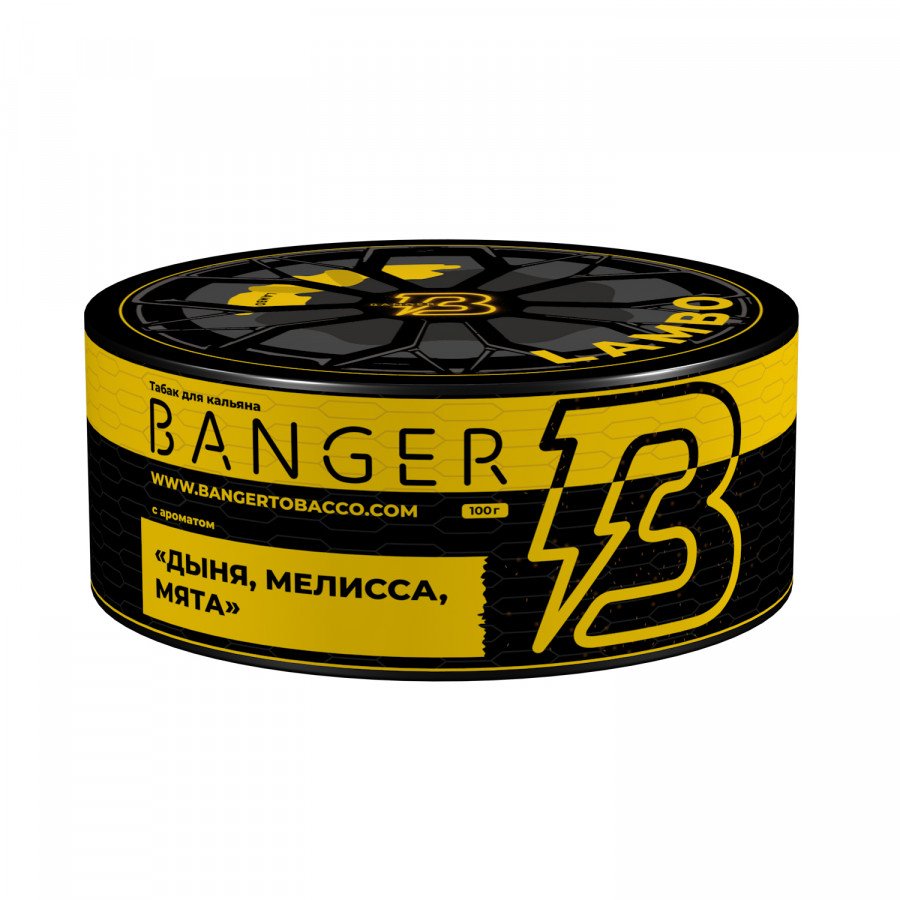 Фото и внешний вид — Табак для кальяна BANGER 100гр - Lambo (Дыня Мелисса Мята)