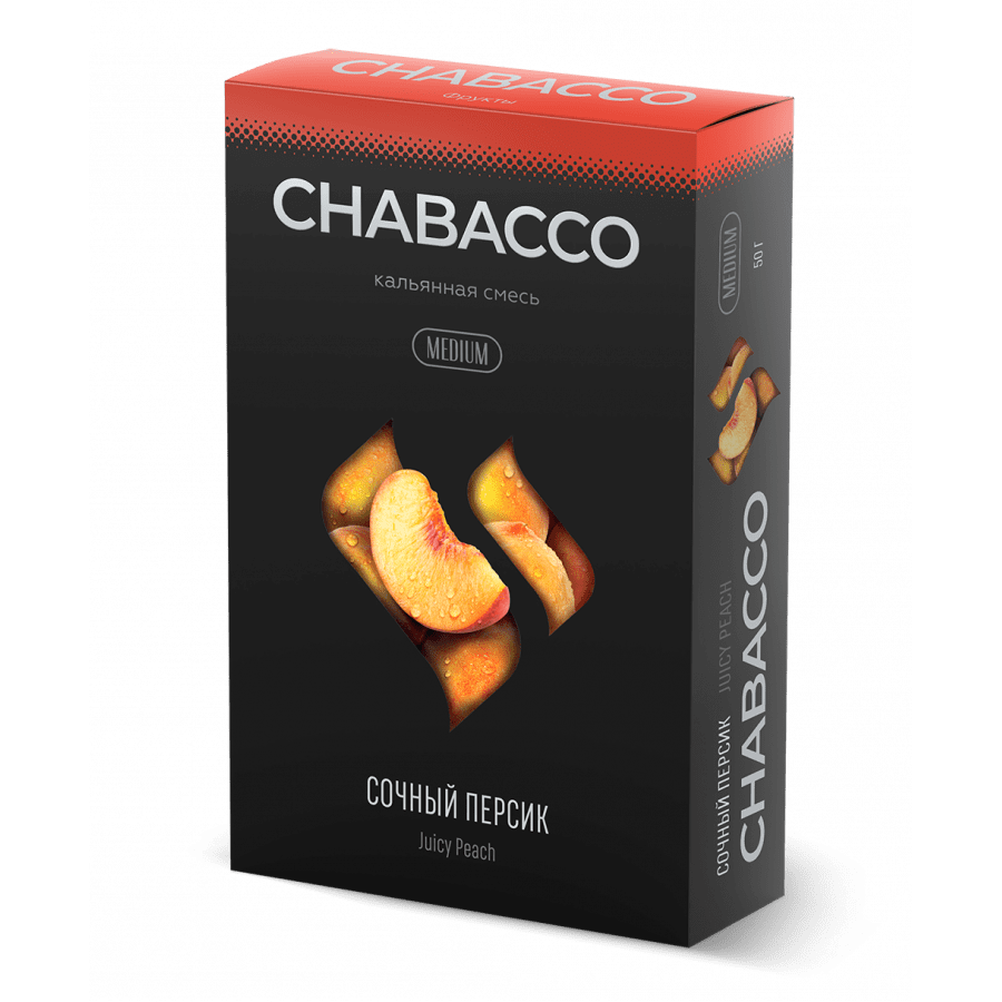 Фото и внешний вид — Смесь для кальяна Chabacco 50гр medium - Juicy Peach (Сочный персик)