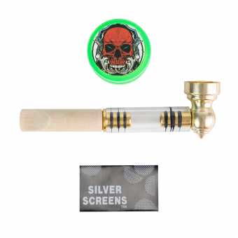 Трубка сувенирная LG-15 (металл/гриндер/сеточка) в блистере