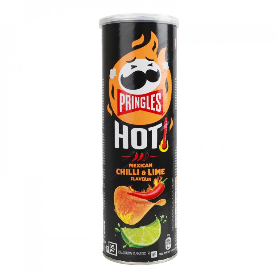 Фото и внешний вид — Принглс HOT Chilli and Lime 160г (19шт/уп)