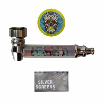 Трубка сувенирная LG-18 (металл/гриндер/сеточка) в блистере