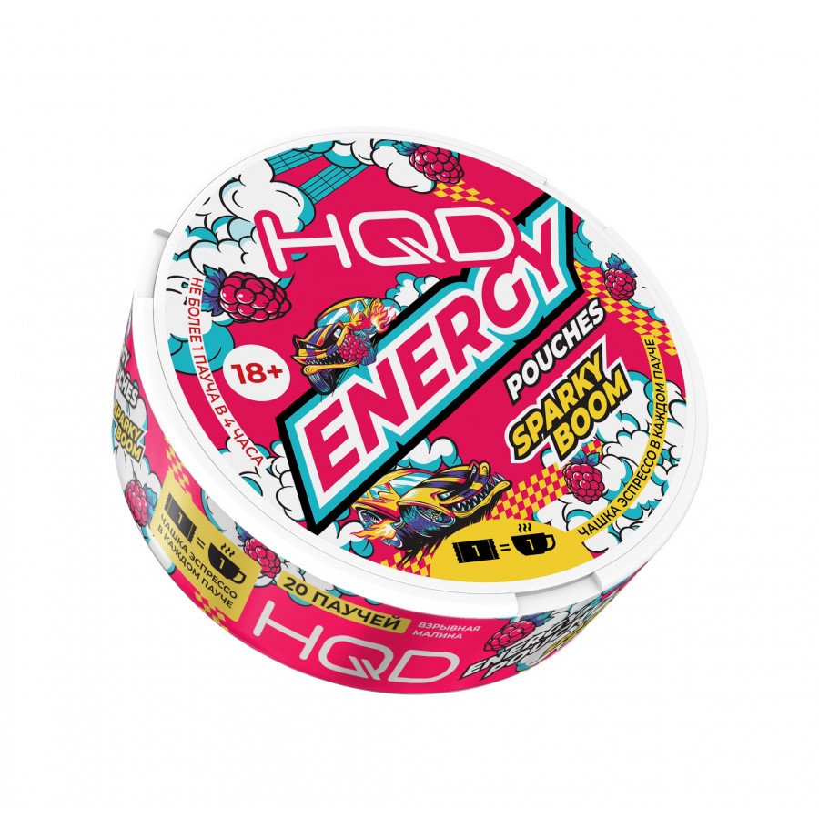 Фото и внешний вид — Энергетические паучи HQD Energy - Sparky Boom (Взрывная Малина)