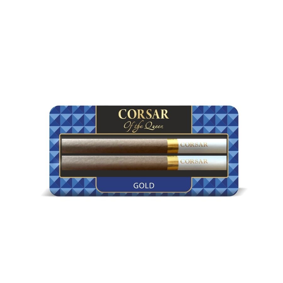 Фото и внешний вид — Сигариллы Corsar Mini of the Queen Gold (2 шт/блистере)
