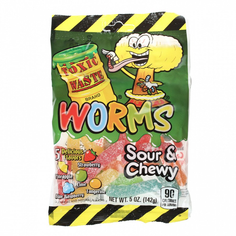 Фото и внешний вид — Мармелад Toxic Waste Worms (Токсик Червячки) 142г (12шт/уп)*6