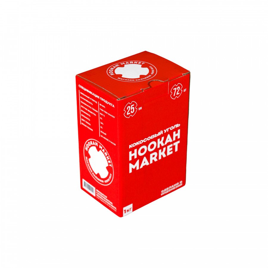 Фото и внешний вид — Уголь HOOKAH MARKET (1кг 25мм 72шт)
