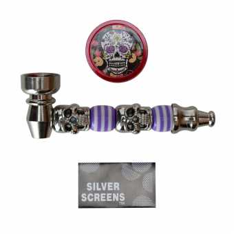 Трубка сувенирная LG-17 (металл/гриндер/сеточка) в блистере