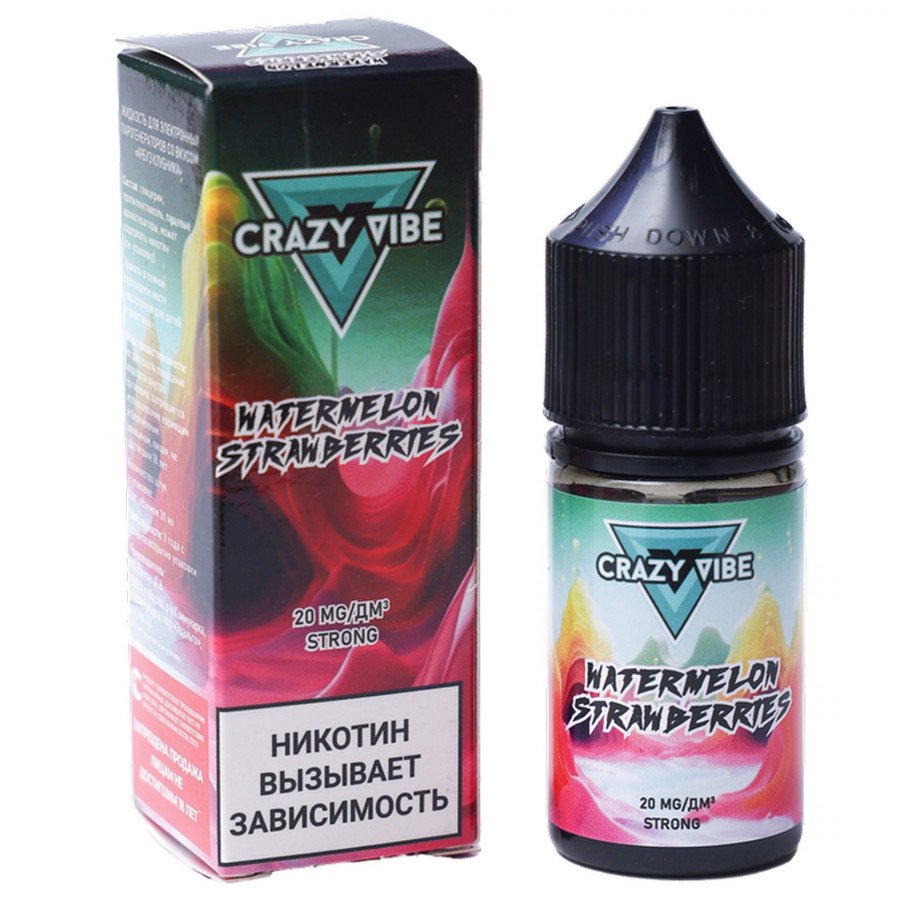 Фото и внешний вид — Жидкость CRAZY VIBE SALT - Watermelon Strawberry (Арбуз Клубника) 30мл strong