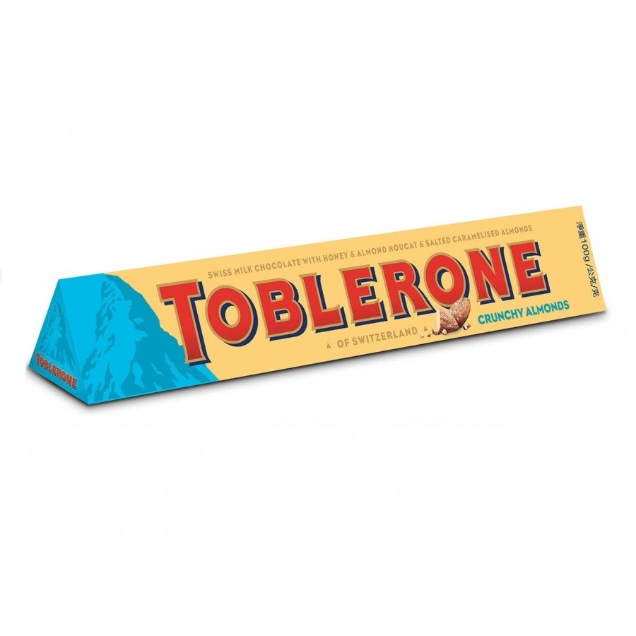 Фото и внешний вид — Toblerone Crunchy Almond (Молочный шоколад Тоблерон Алмонд Кранчи) 100г (20шт/уп)