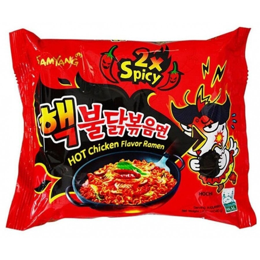 Фото и внешний вид — Лапша б/п со вкусом курицы (очень острая) Hot chicken flavor 2х spicy 140г
