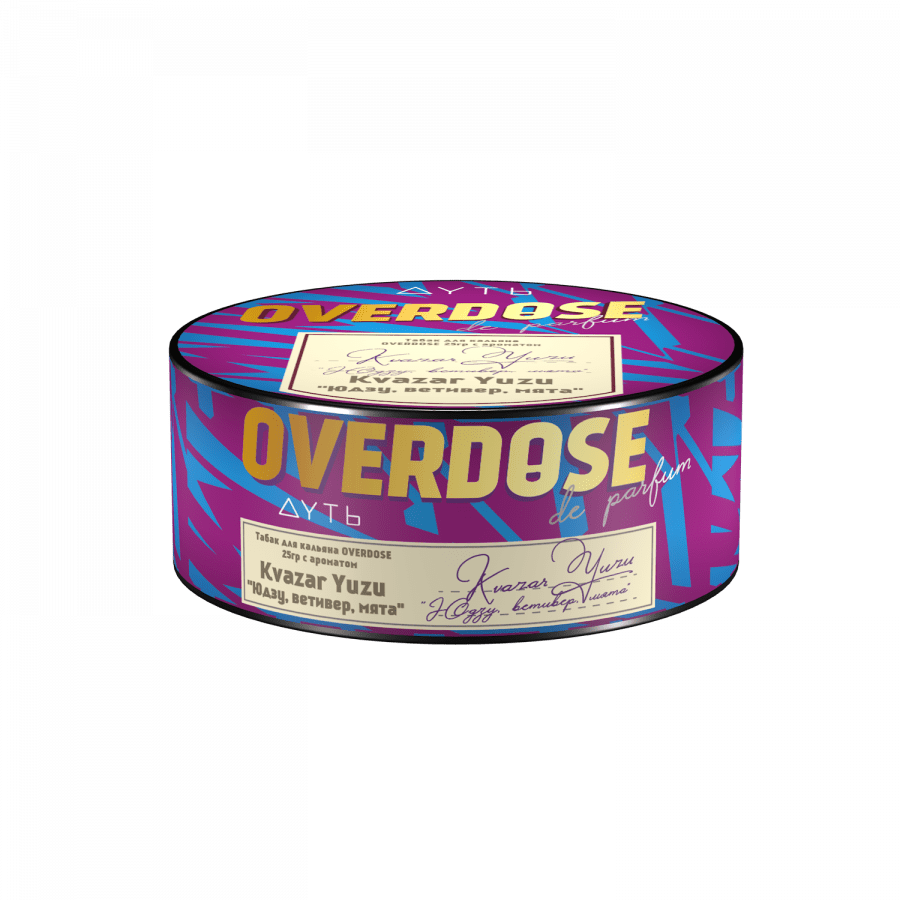 Фото и внешний вид — Табак для кальяна OVERDOSE 25г - Kvazar Yuzu (Юдзу Ветивер Мята)