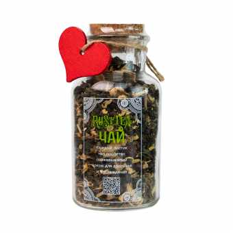 Чай зеленый RUSTTEA - Имбирь, вишня, календула, можжевельник 65г
