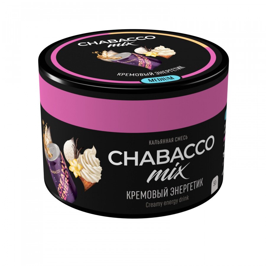 Фото и внешний вид — Смесь для кальяна Chabacco 50гр medium - Creamy Enegry Drink (Кремовый энергетик)