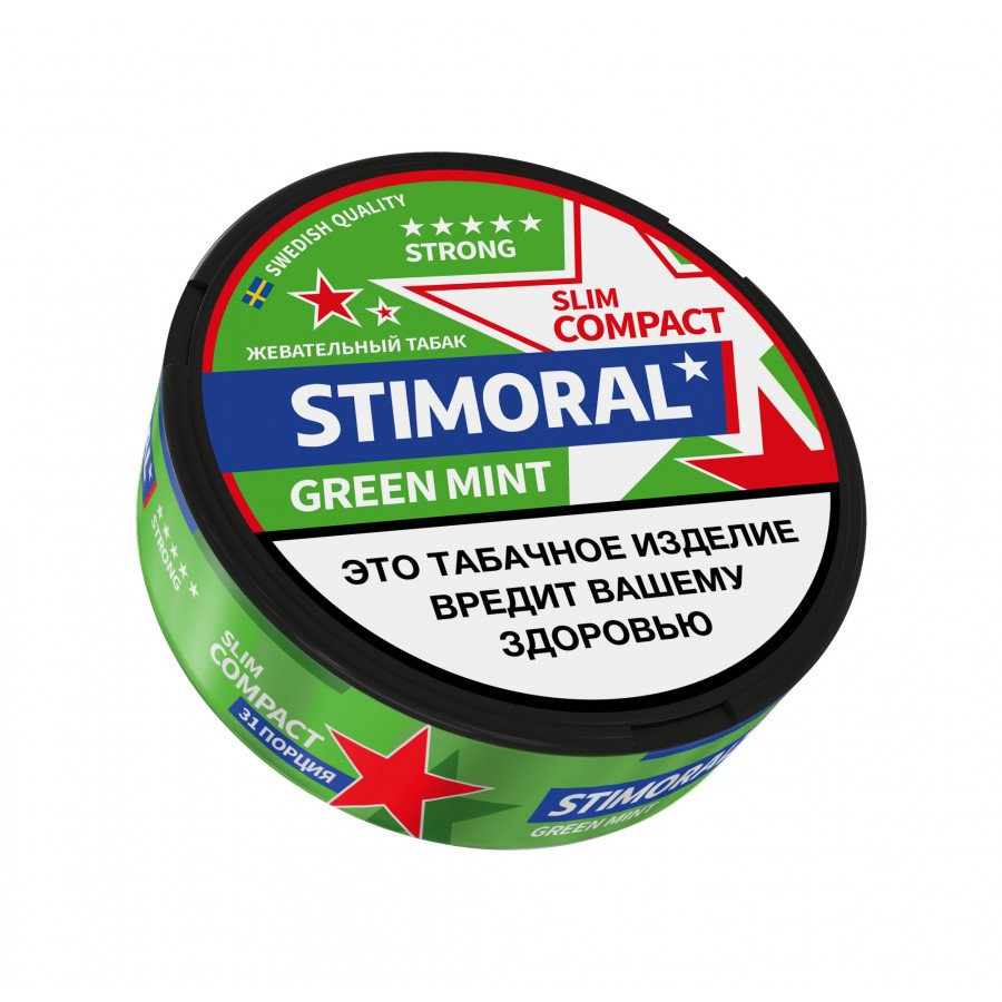 Фото и внешний вид — Табак STIMORAL SLIM COMPACT - Green Mint 10г