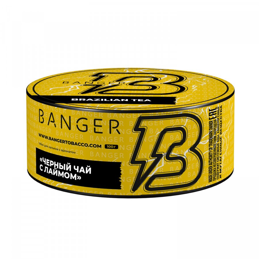Фото и внешний вид — Табак для кальяна BANGER 100гр - Brazilian tea (Черный чай с лаймом)