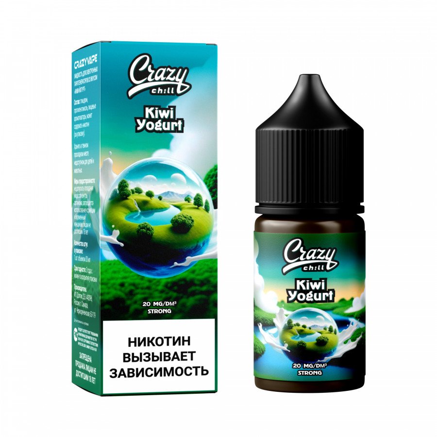 Фото и внешний вид — Жидкость CRAZY CHILL SALT - Kiwi Yogurt (Киви Йогурт) 30мл strong
