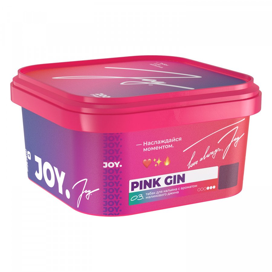 Фото и внешний вид — Табак для кальяна JOY 200г - Pink Gin (Малиновый Джин)
