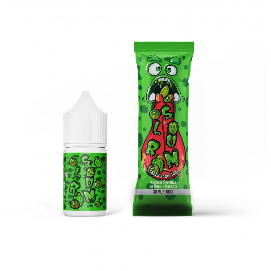 Фото и внешний вид — Жидкость SLURM SALT - Green Sour Soda (Кислый лимонад из киви и кактуса) 30мл 20мг
