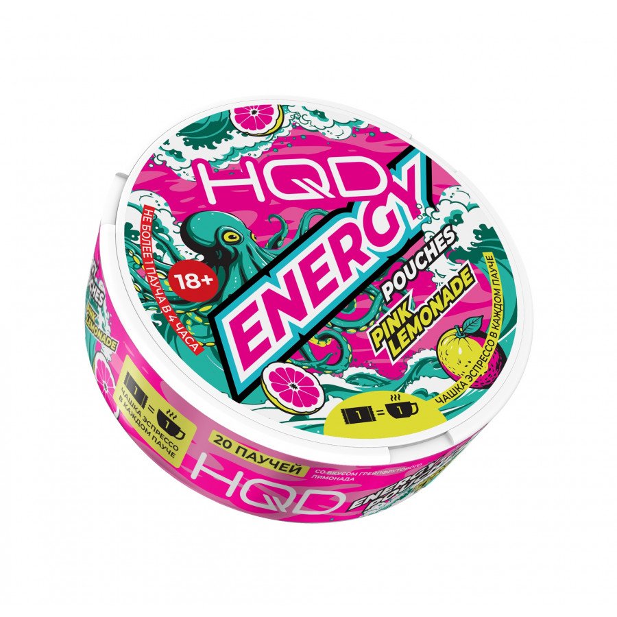 Фото и внешний вид — Энергетические паучи HQD Energy - Pink Lemonade (Грейпфрутовый Лимонад)