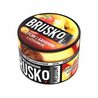 Смесь для кальяна BRUSKO 50г - Персик с бананом и клубникой
