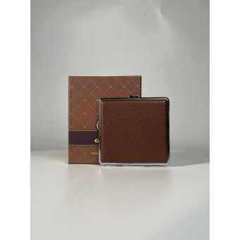 Портсигар GVIPAI кожа на 20 сиг. (мет.заж) BRN11