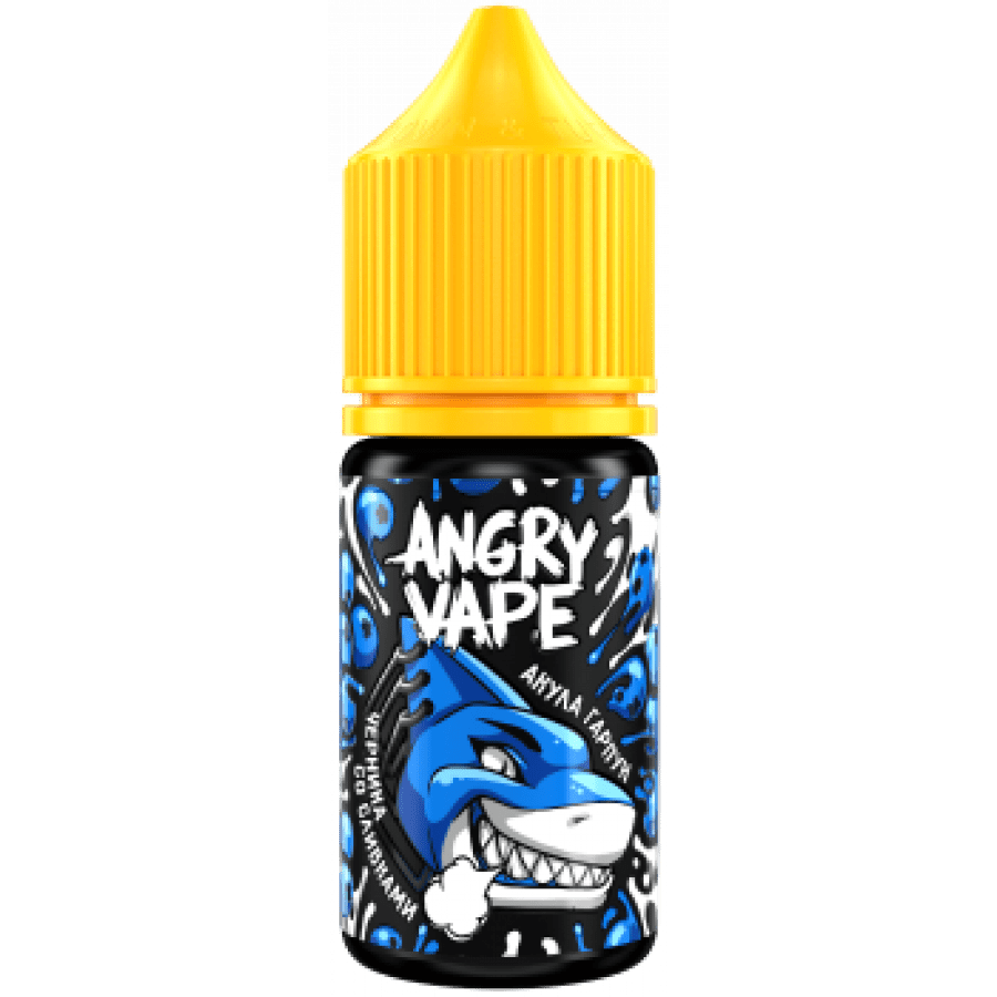 Фото и внешний вид — Жидкость ANGRY VAPE SALT - Акула Гарпун (Черника со сливками) 30мл 20мг