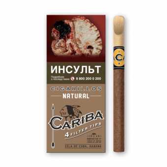 Сигариллы CARIBA (с дерев. мундштуком) - Natural (Сигарный аромат с пряными нотами) 4шт