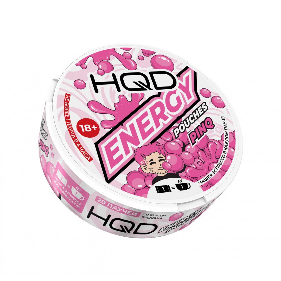 Фото и внешний вид — Энергетические паучи HQD Energy - Pinq (Бабл Гам)