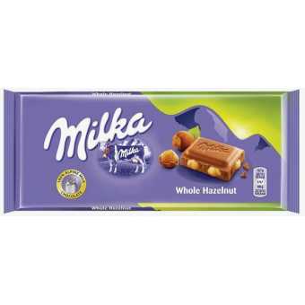 Милка Шоколадная плитка 100гр с цельным фундуком (17шт/уп)