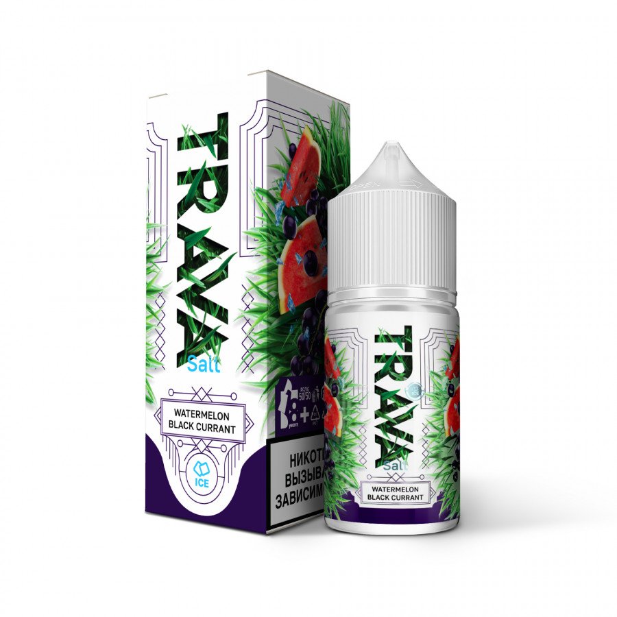 Фото и внешний вид — Жидкость TRAVA SALT - Watermelon BlackCurrant (Арбуз черная смородина лед) 30мл 20мг
