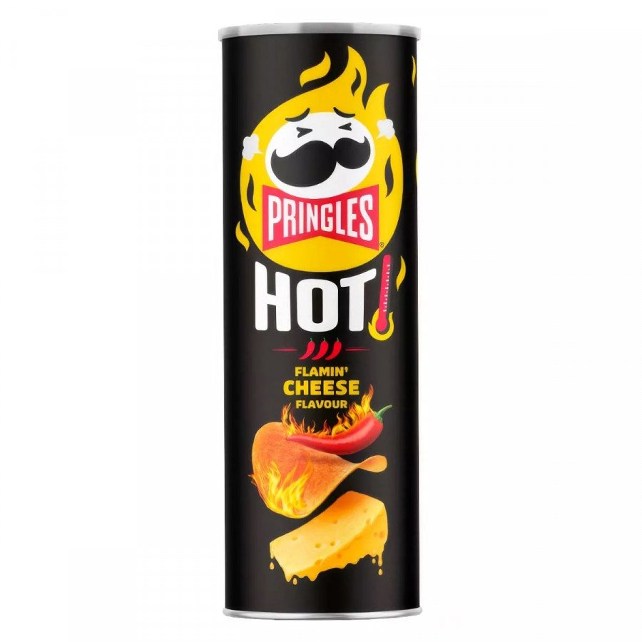Фото и внешний вид — Принглс HOT Flamin Cheese(Сыр) 160гр (19шт/уп)