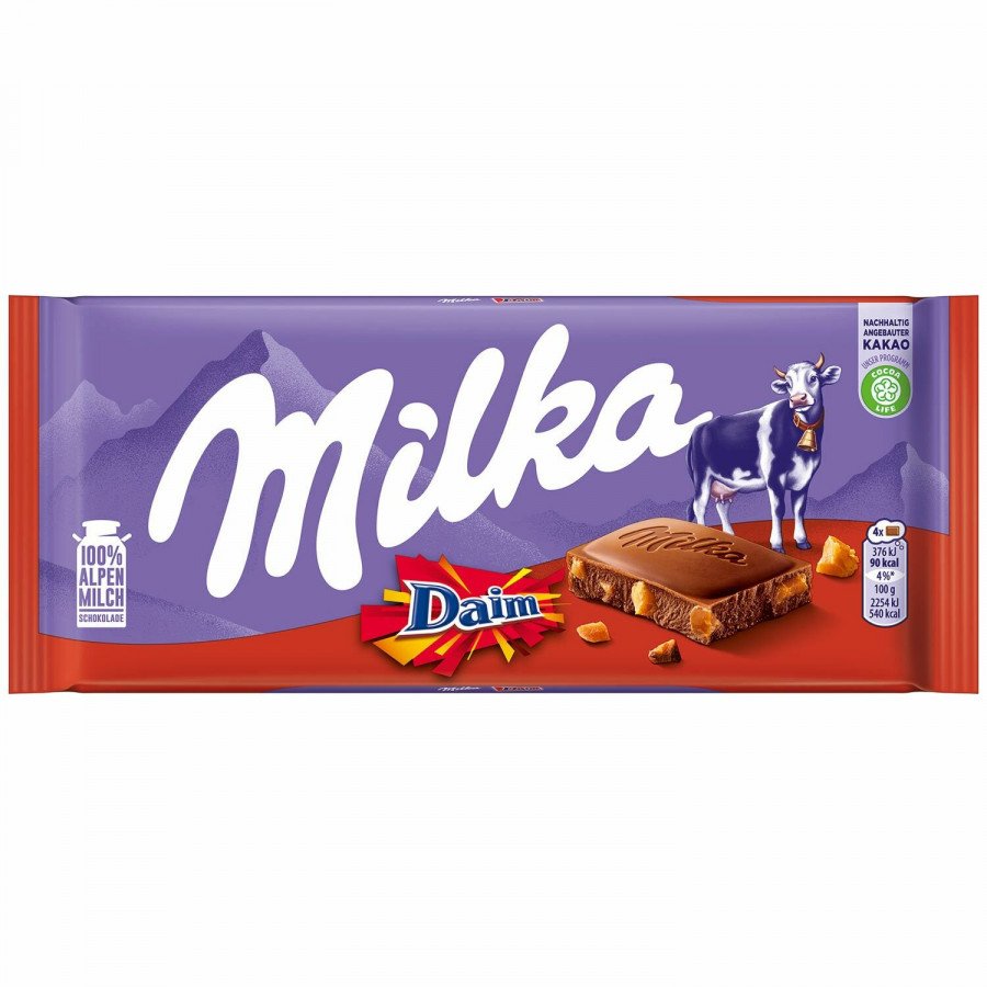 Фото и внешний вид — Шоколад Milka - Daim 90г (24шт/уп)
