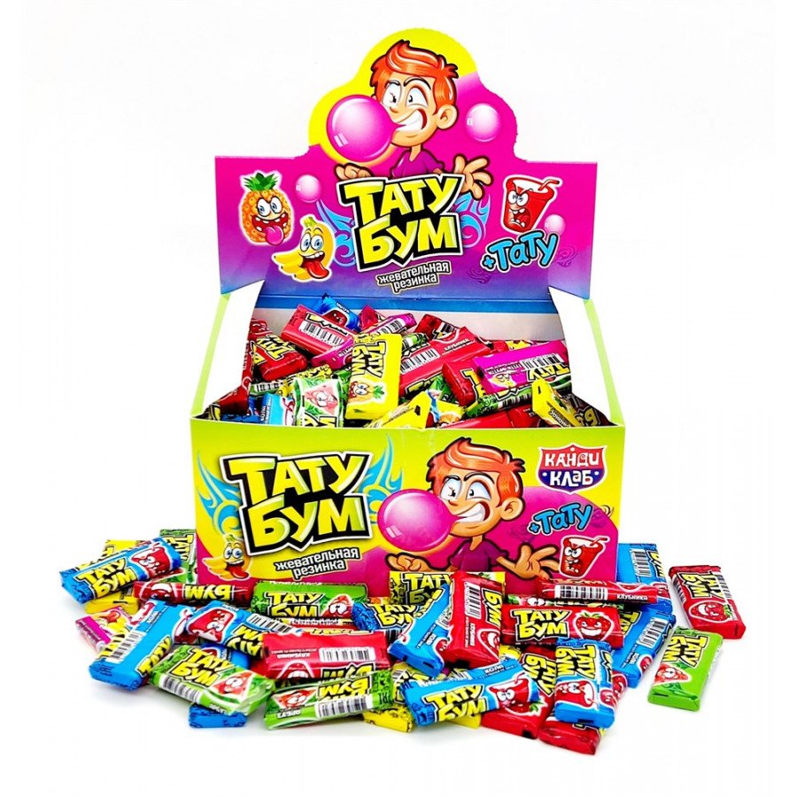 Фото и внешний вид — Жев.резинка КандиКлаб Тату Бум 2гр (200шт/уп)