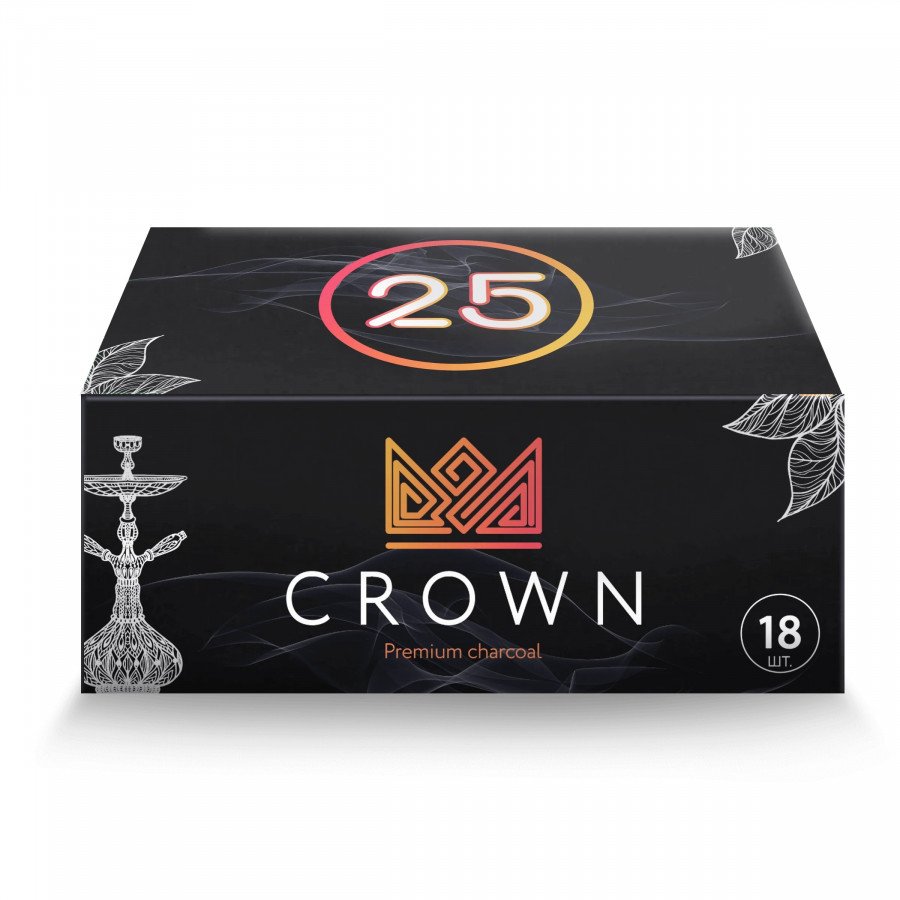 Фото и внешний вид — Уголь CROWN Брикет (25мм 18шт)