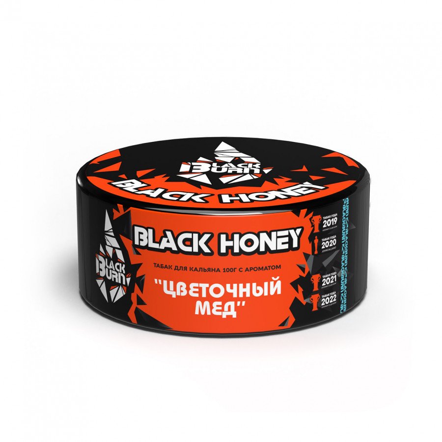 Фото и внешний вид — Табак для кальяна BURN BLACK 100гр - Black Honey (Цветочный мед)