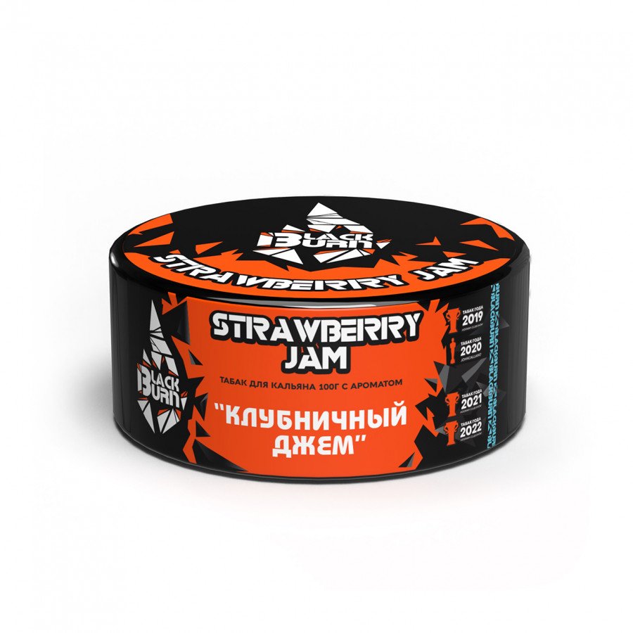 Фото и внешний вид — Табак для кальяна BURN BLACK 100гр - Strawberry Jam (Клубничный джем)