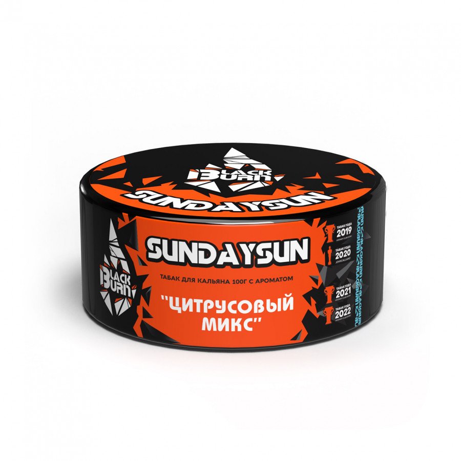 Фото и внешний вид — Табак для кальяна BURN BLACK 100гр - Sundaysun (Цитрусовый микс)