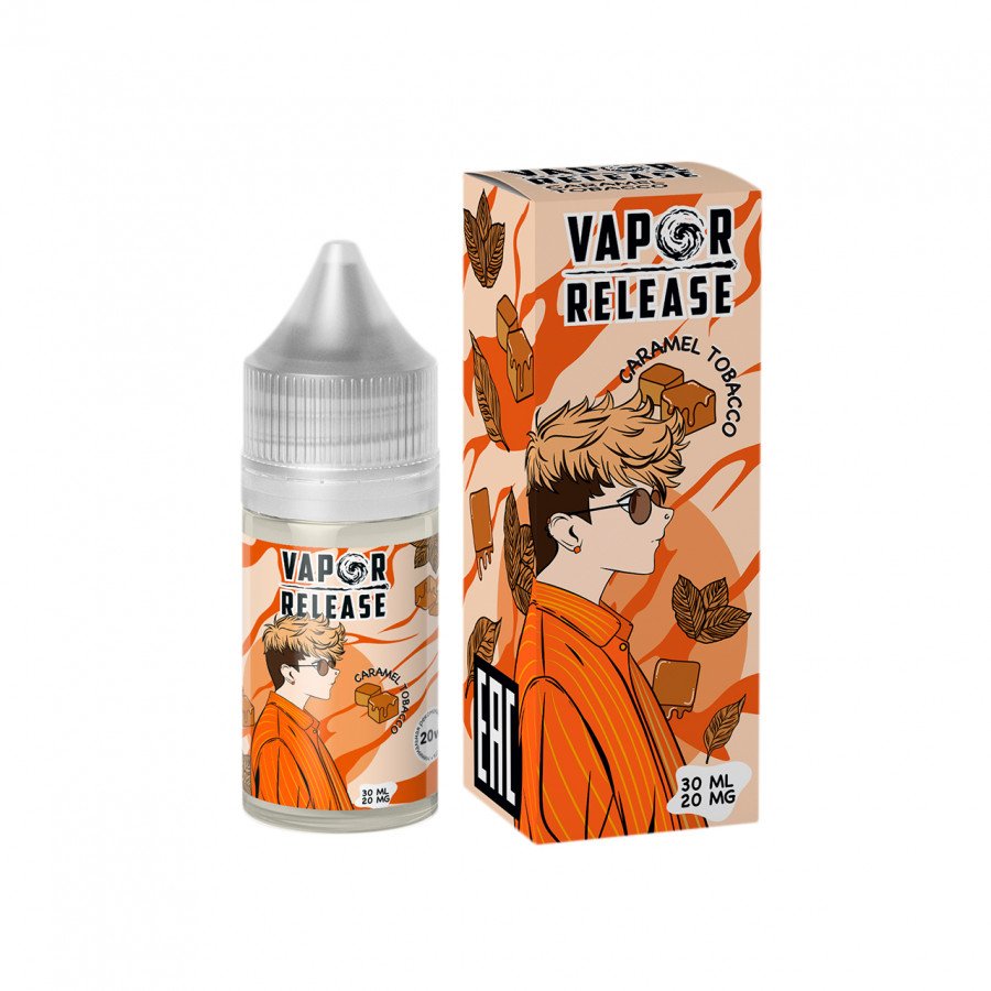 Фото и внешний вид — Жидкость VAPOR RELEASE SALT - Caramel Tobacco (Карамель Табак) 30мл 20мг