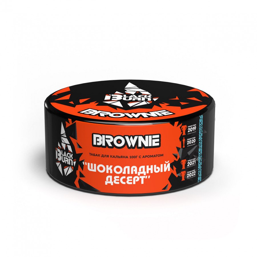 Фото и внешний вид — Табак для кальяна BURN BLACK 100гр - Brownie (Шоколадный торт брауни)