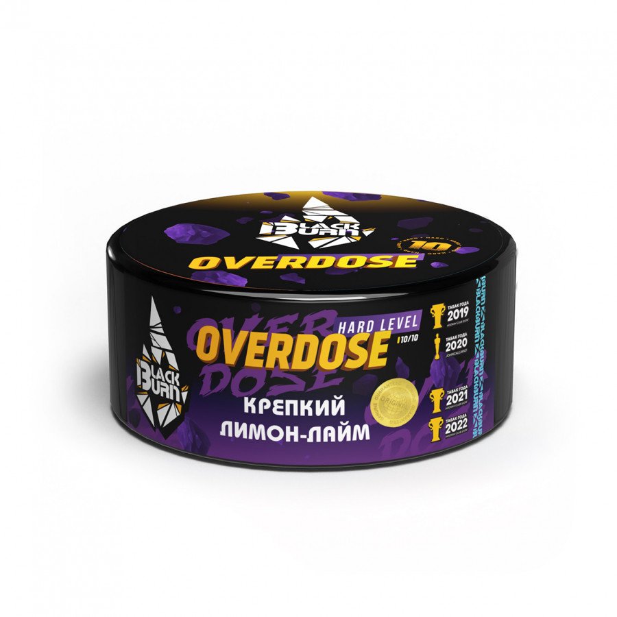 Фото и внешний вид — Табак для кальяна BURN BLACK 100гр - Overdose (Лимон лайм)