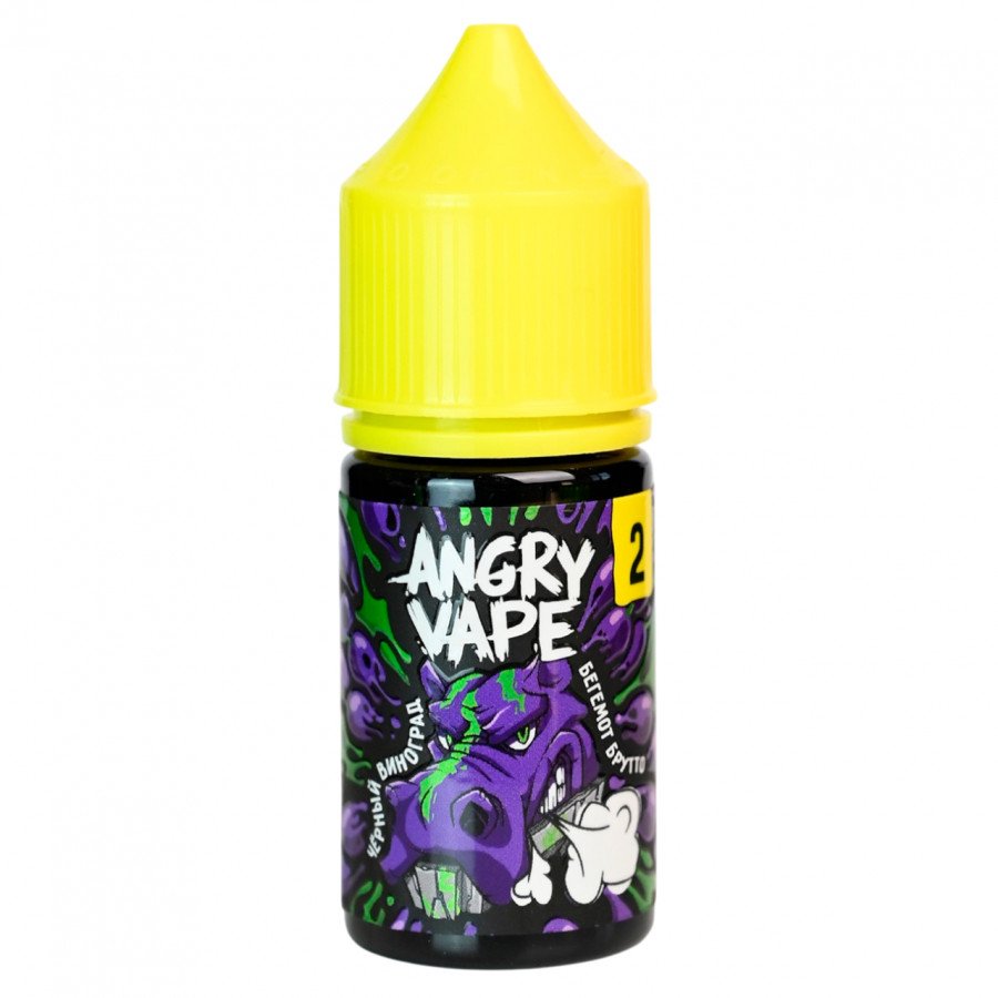 Фото и внешний вид — Жидкость ANGRY VAPE SALT - Бегемот Брутто (Черный виноград) 30мл 20мг