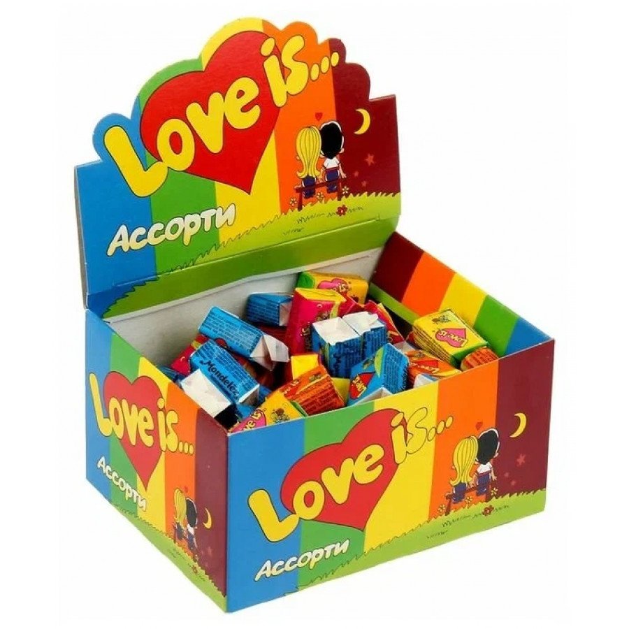 Фото и внешний вид — LOVE IS жевательная резинка Микс 4.2гр (100шт/уп)