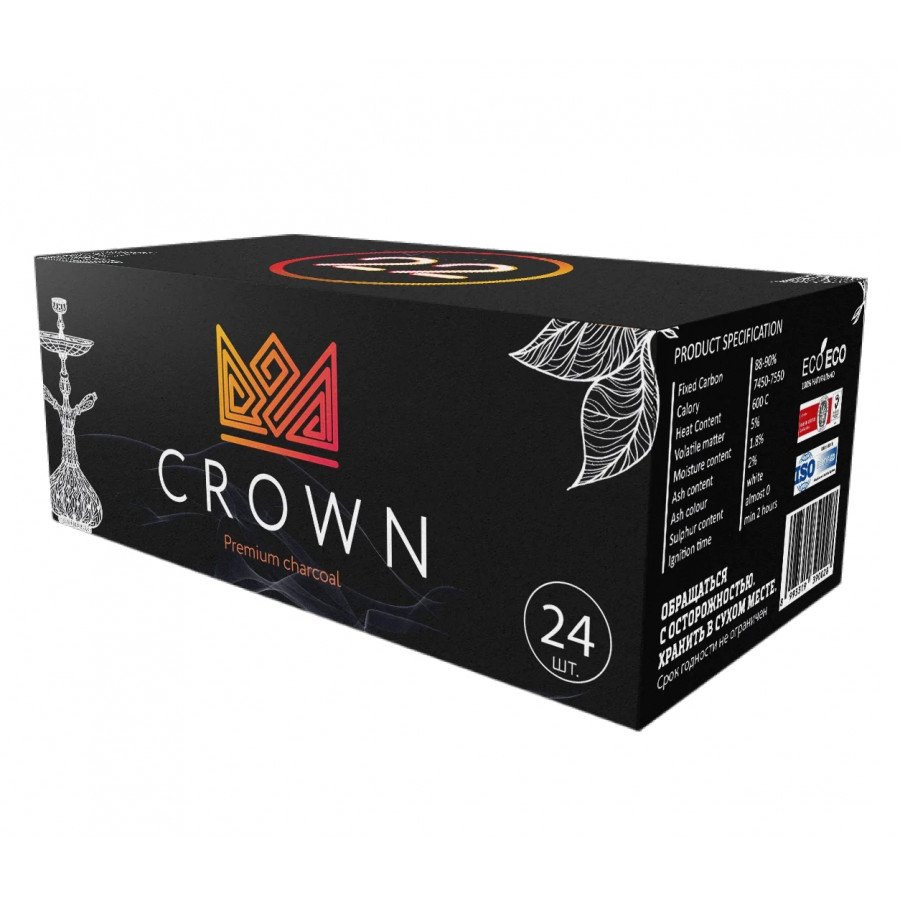 Фото и внешний вид — Уголь CROWN Брикет (22мм 24шт)
