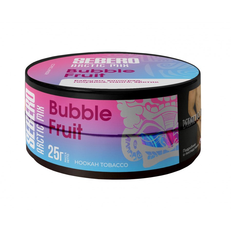 Фото и внешний вид — Табак для кальяна SEBERO 25г - Bubble Fruit (Бабл-гам, виноград, голубика, манго, арктик)