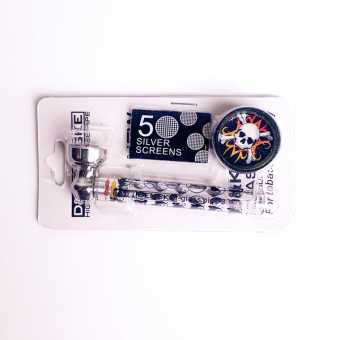 Трубка сувенирная OSD-003/D&K7050 стекло/мет.ч/гриндер/сеточка в блистере CLR