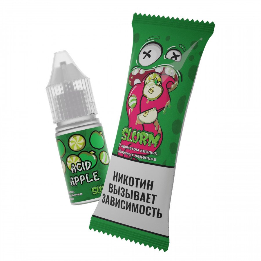 Фото и внешний вид — Жидкость SLURM SALT - Acid Apple (Кислые яблочные леденцы) 10мл 15мг