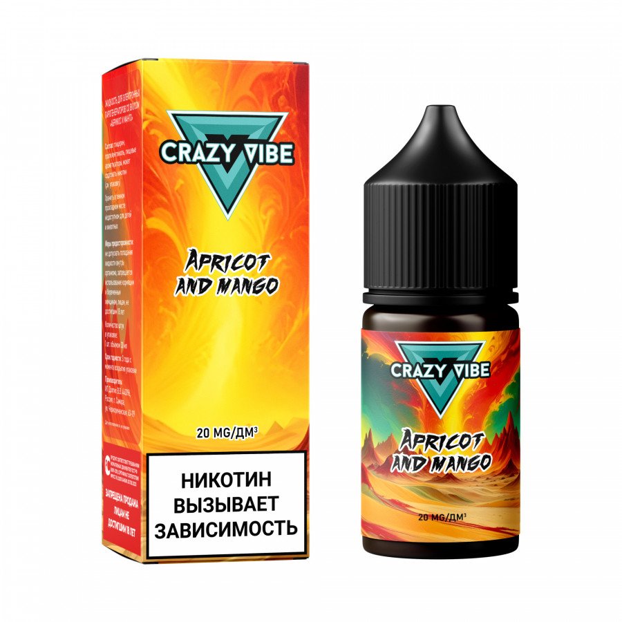 Фото и внешний вид — Жидкость CRAZY VIBE SALT - Apricot Mango (Абрикос Манго) 30мл 20мг