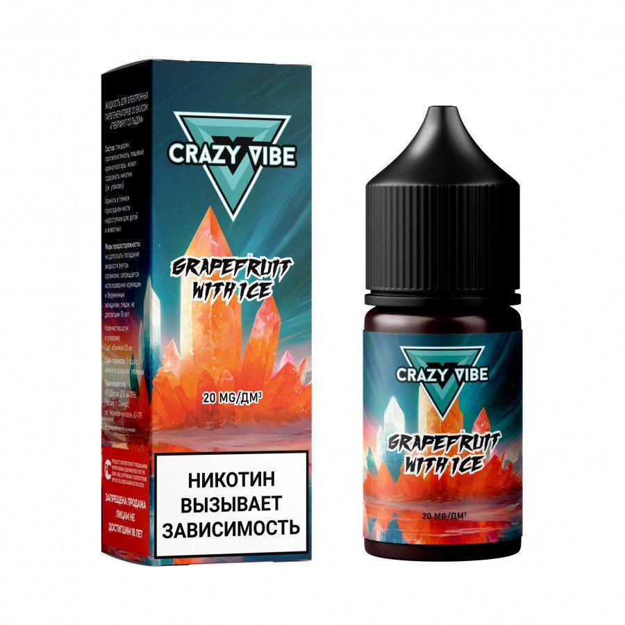 Фото и внешний вид — Жидкость CRAZY VIBE SALT - Grapefruit Ice (Грейпфрут со льдом) 30мл 20мг